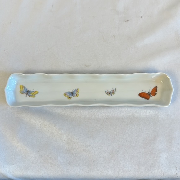 Limoges France Porcelain Butterflies Slender Rectangular Tray - Picture 4 of 10